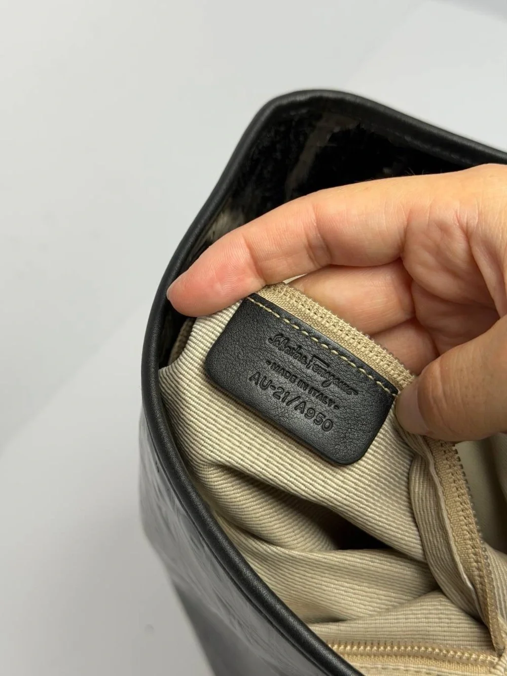 Salvatore Ferragamo Black Patent Leather Crossbody Bag